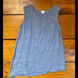 Garnet Hill Women’s size 10, 100% linen asymmetrical tank top/ sleeveless tunic